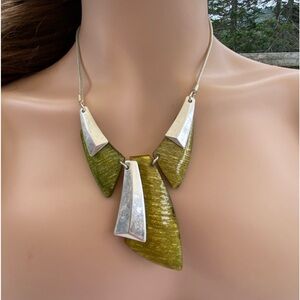 Green Statement Pendant MCM Necklace Women’s Jewellery Signed SPOUTNIK🚀#dopamine